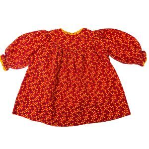 Vintage 80s 90s Grace Girls Floral Orange Yellow Dress - Size S 3-6 Months